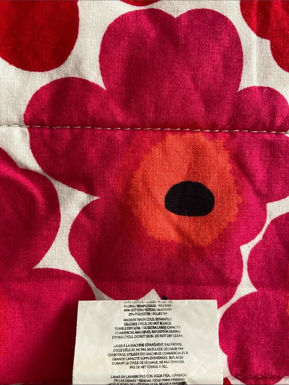Marimekko Mini Unikko Floral Set Comforter And 2 Shams Red Pink Queen